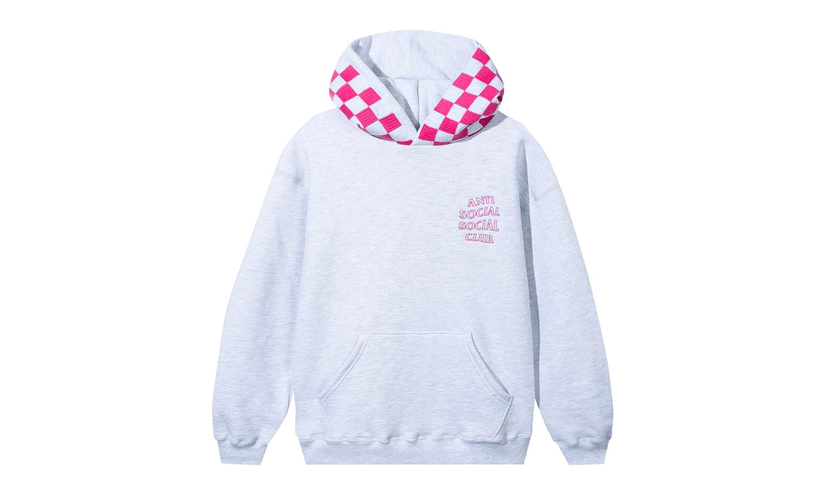 Anti Social Social Club Checkered Flag Hoodie Heather Grey/Pink