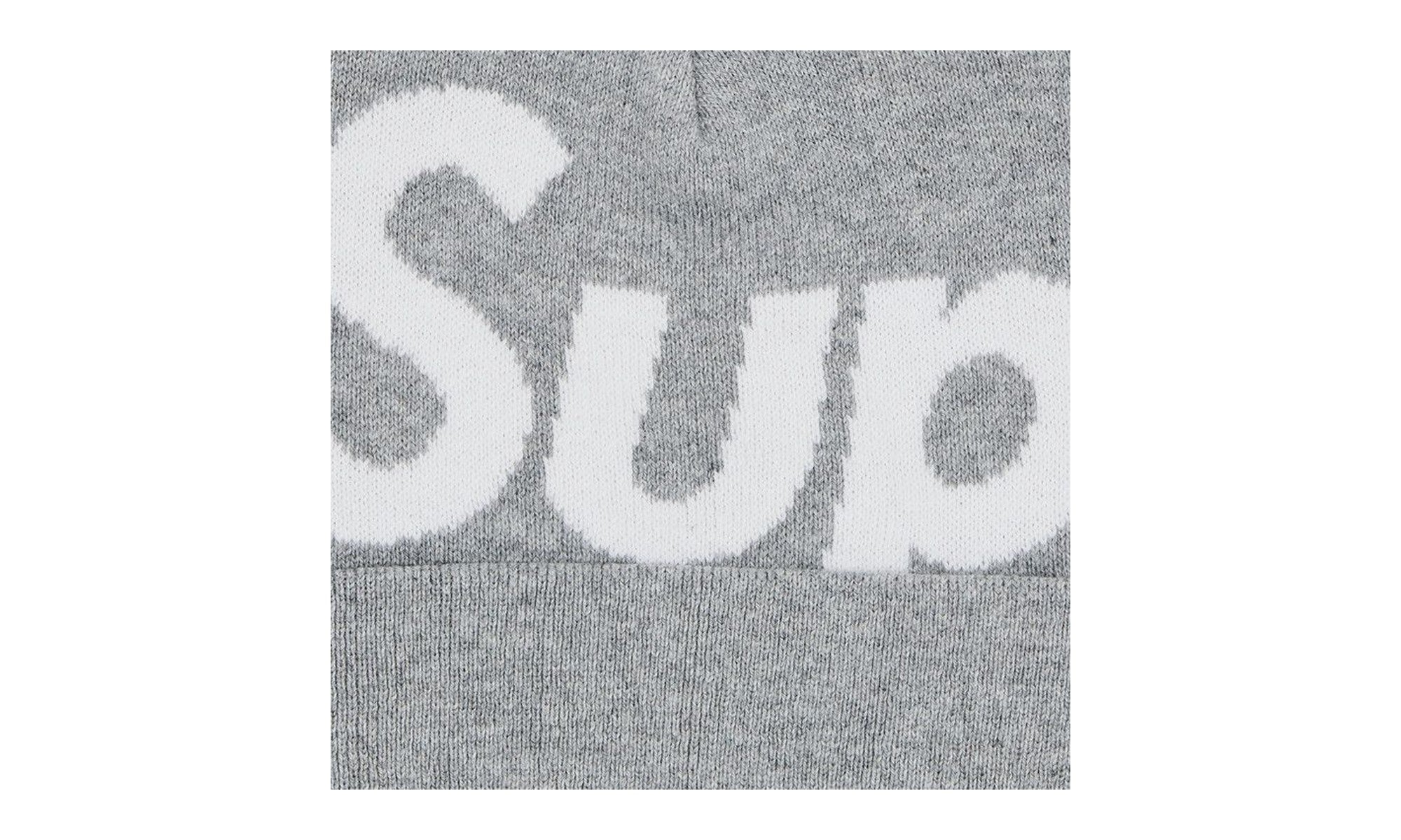 Supreme Big Logo Beanie Heather Grey