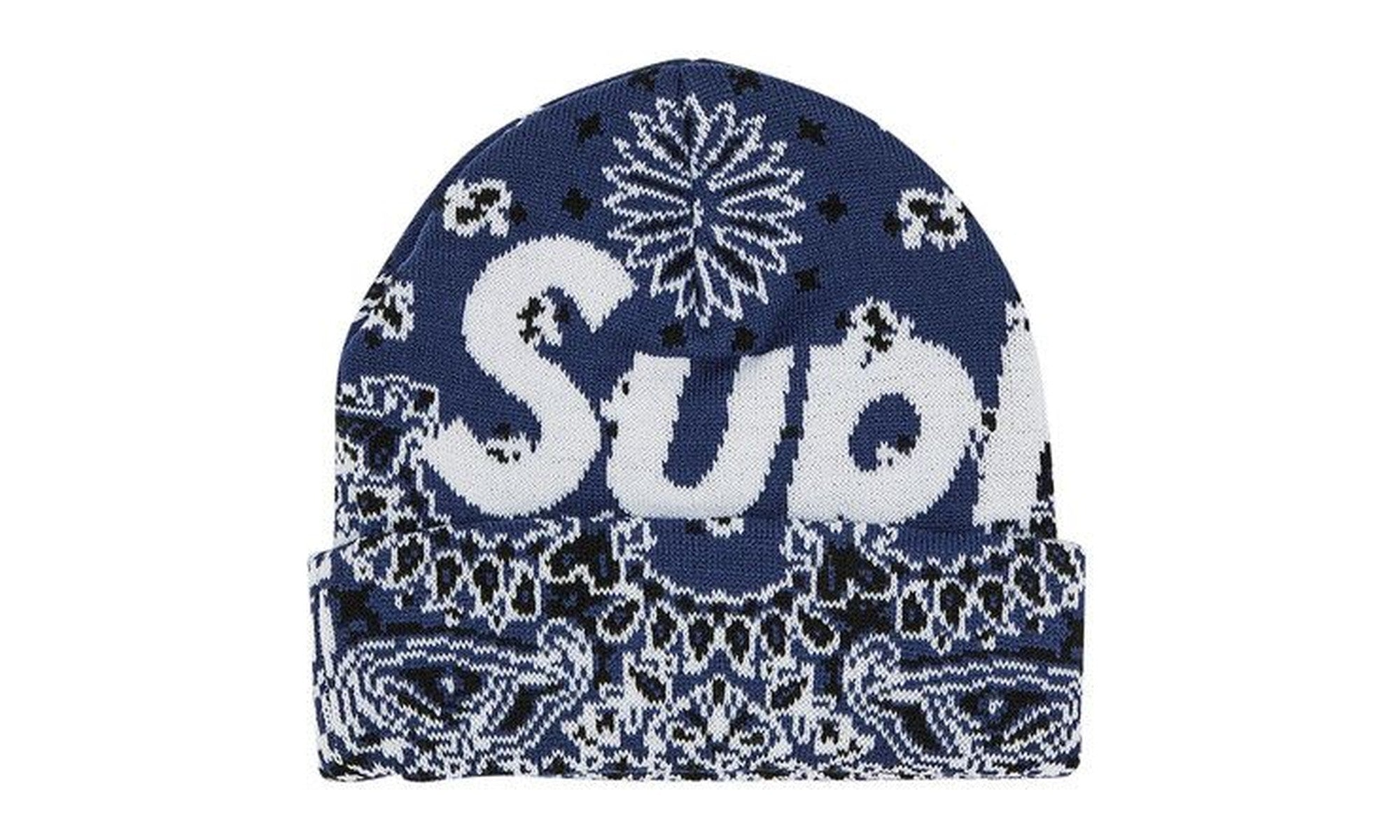 Supreme Bandana Big Logo Beanie Navy