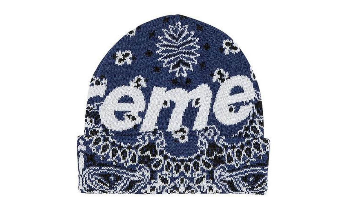Supreme Bandana Big Logo Beanie Navy