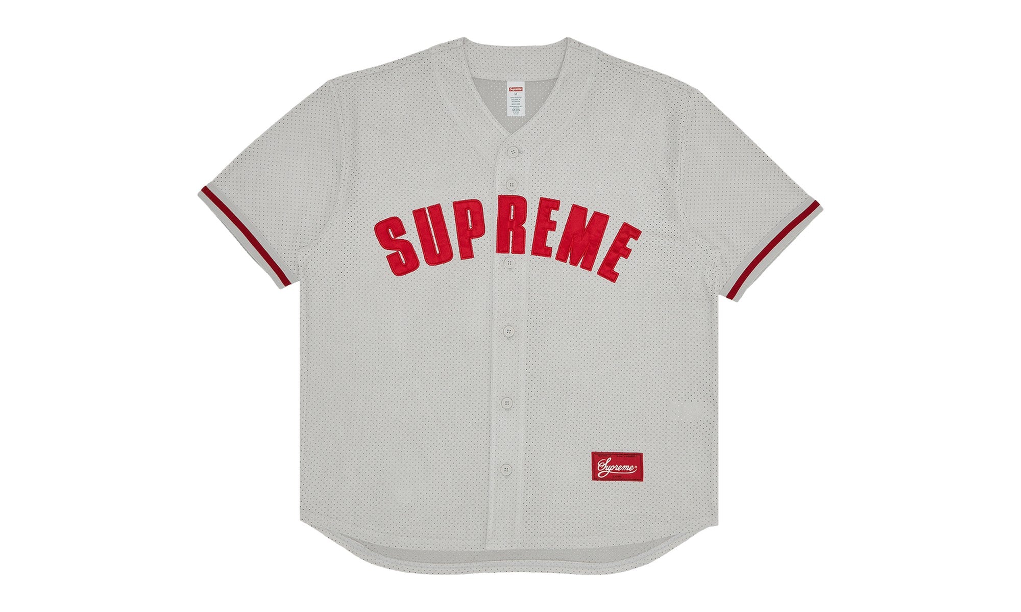 Supreme Ultrasuede Mesh Baseball Jersey Grey