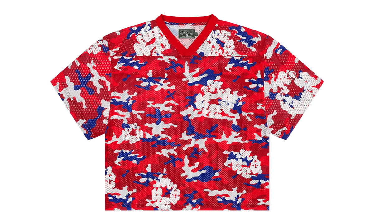 Denim Tears Camo Cotton Wreath Mesh Football Top Red