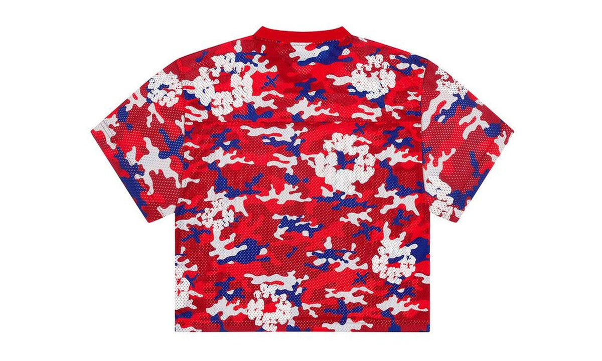 Denim Tears Camo Cotton Wreath Mesh Football Top Red