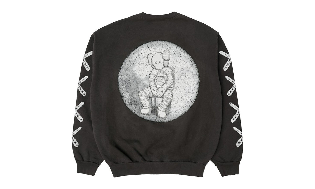 KAWS For Kid Cudi Moon Man Back Print Crewneck Sweatshirt Vintage Black
