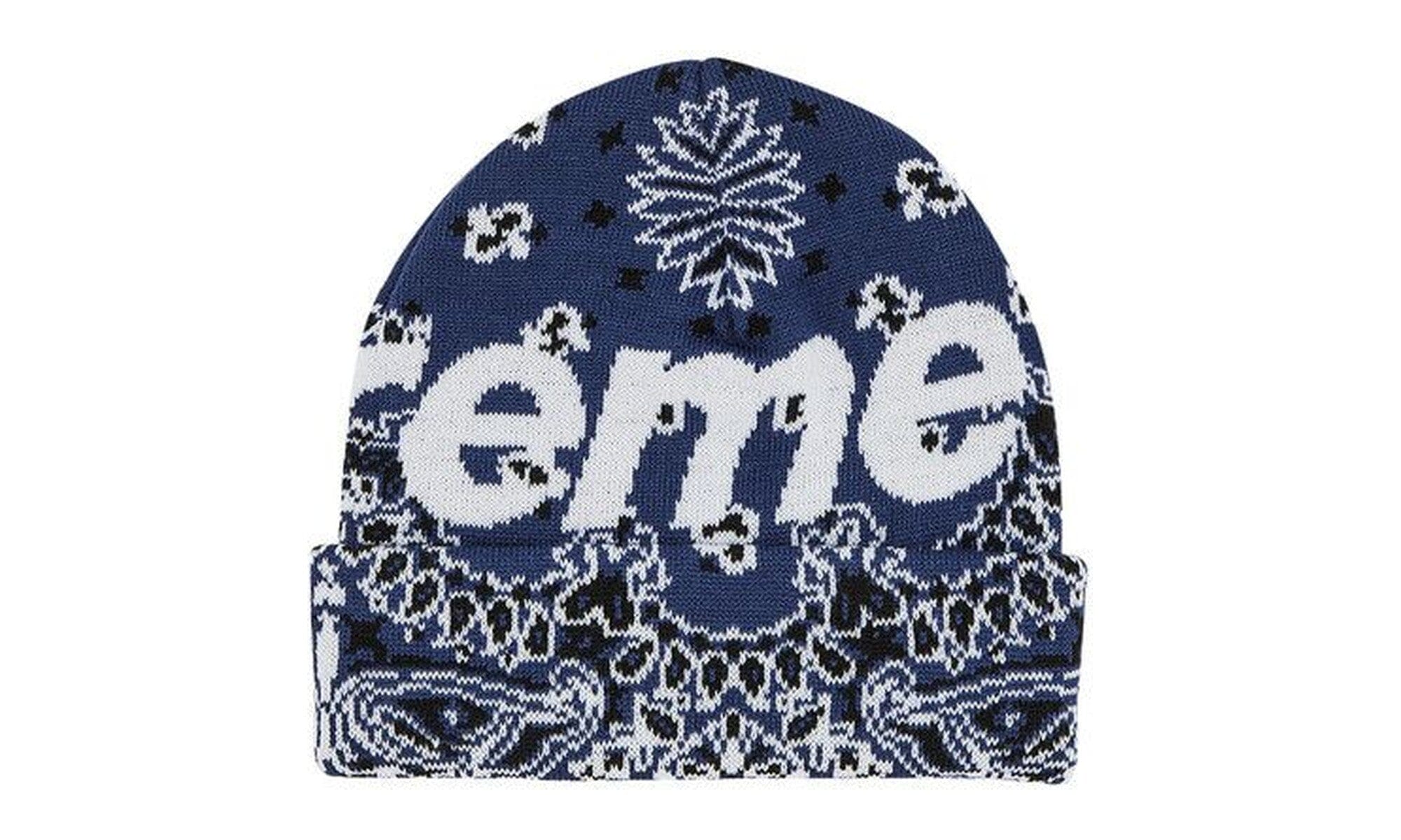 Supreme Bandana Big Logo Beanie Navy