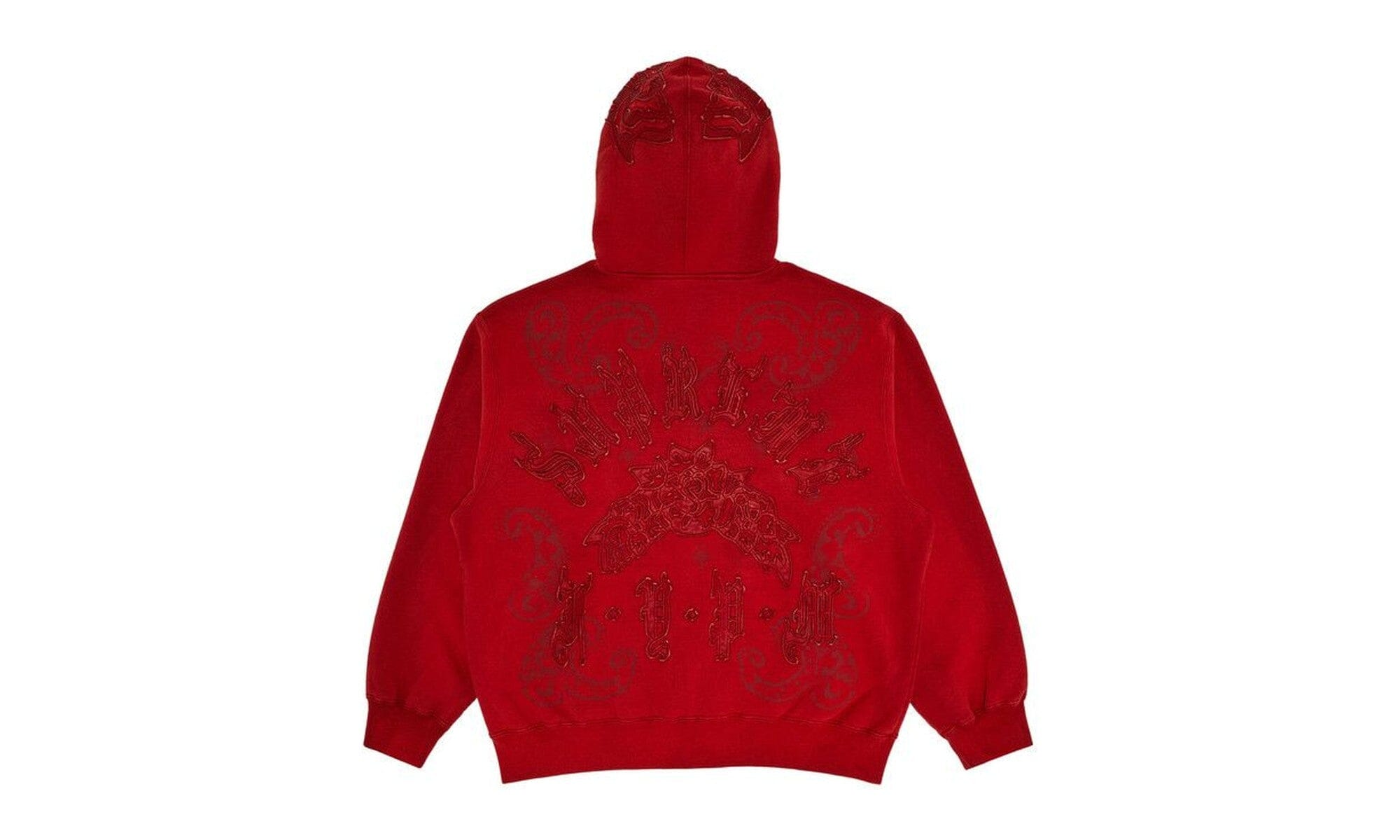Supreme Leather Appliqué Zip Up Hooded Sweatshirt Burnt Red