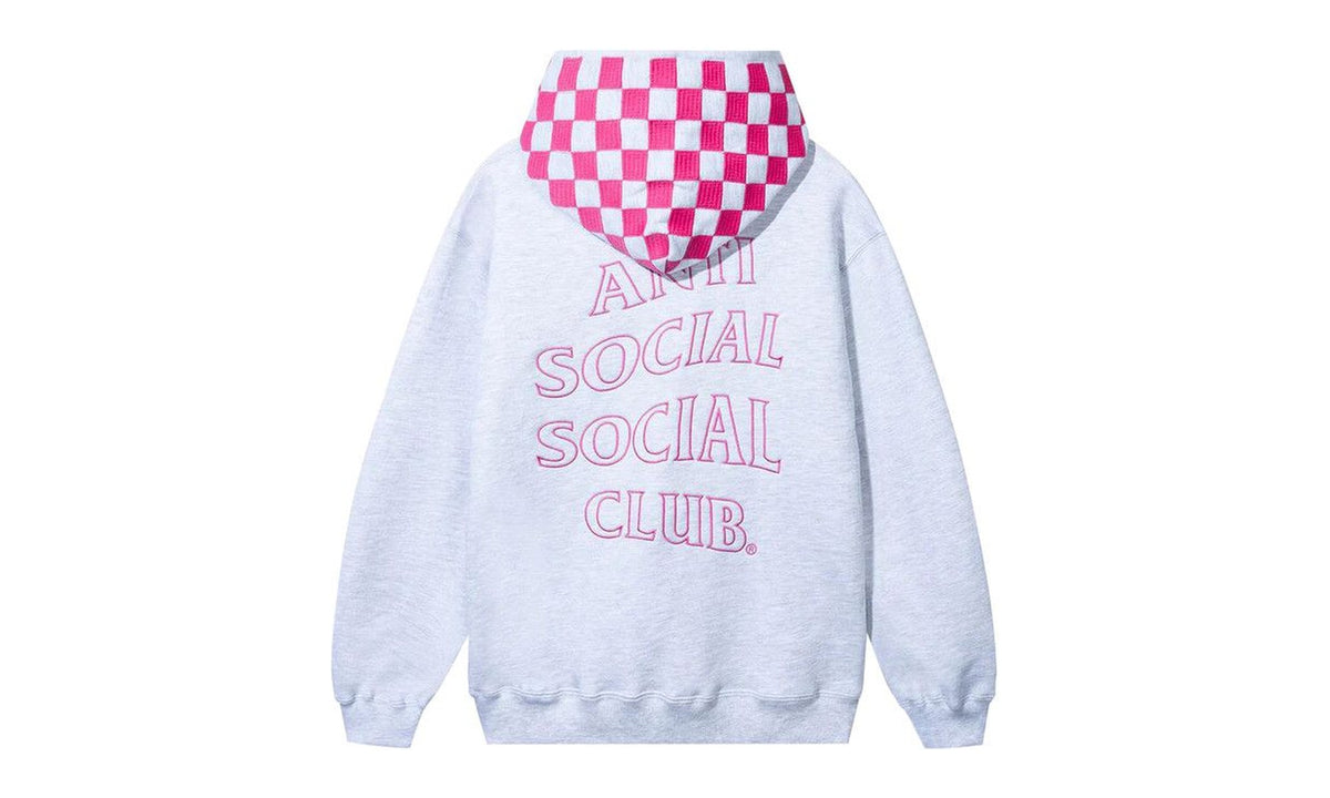 Anti Social Social Club Checkered Flag Hoodie Heather Grey/Pink