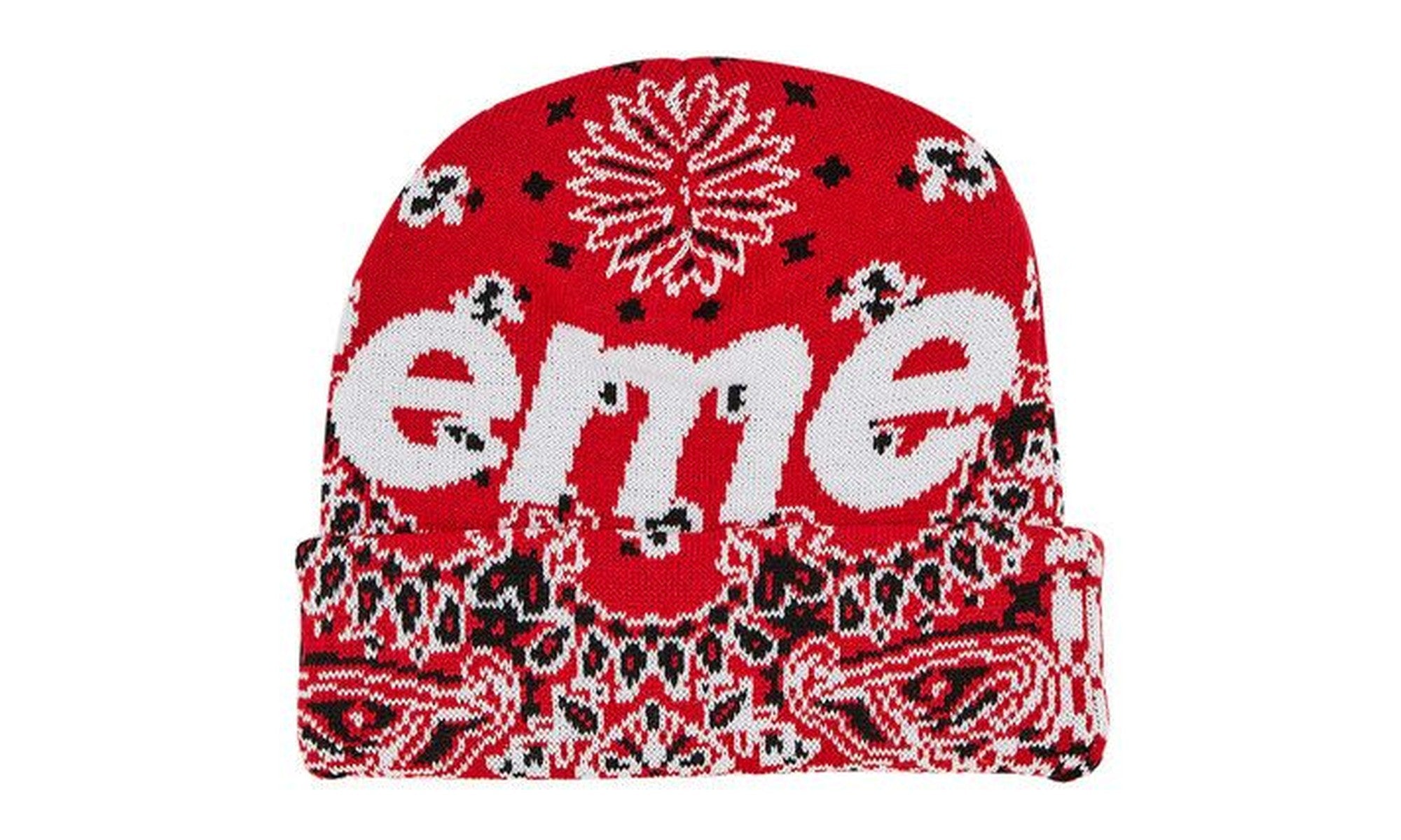 Supreme Bandana Big Logo Beanie Red