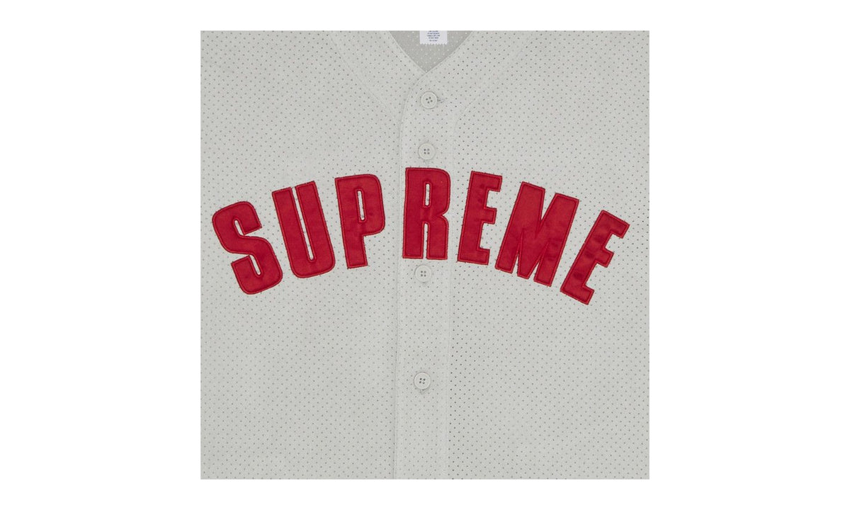 Supreme Ultrasuede Mesh Baseball Jersey Grey