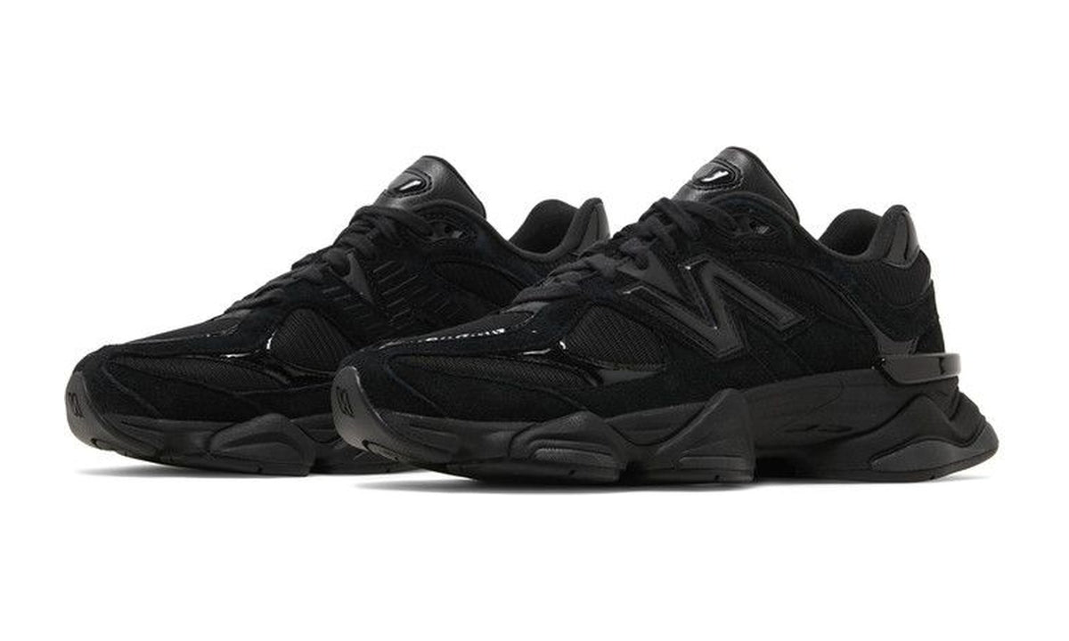 New Balance 9060 Triple Black Suede Patent