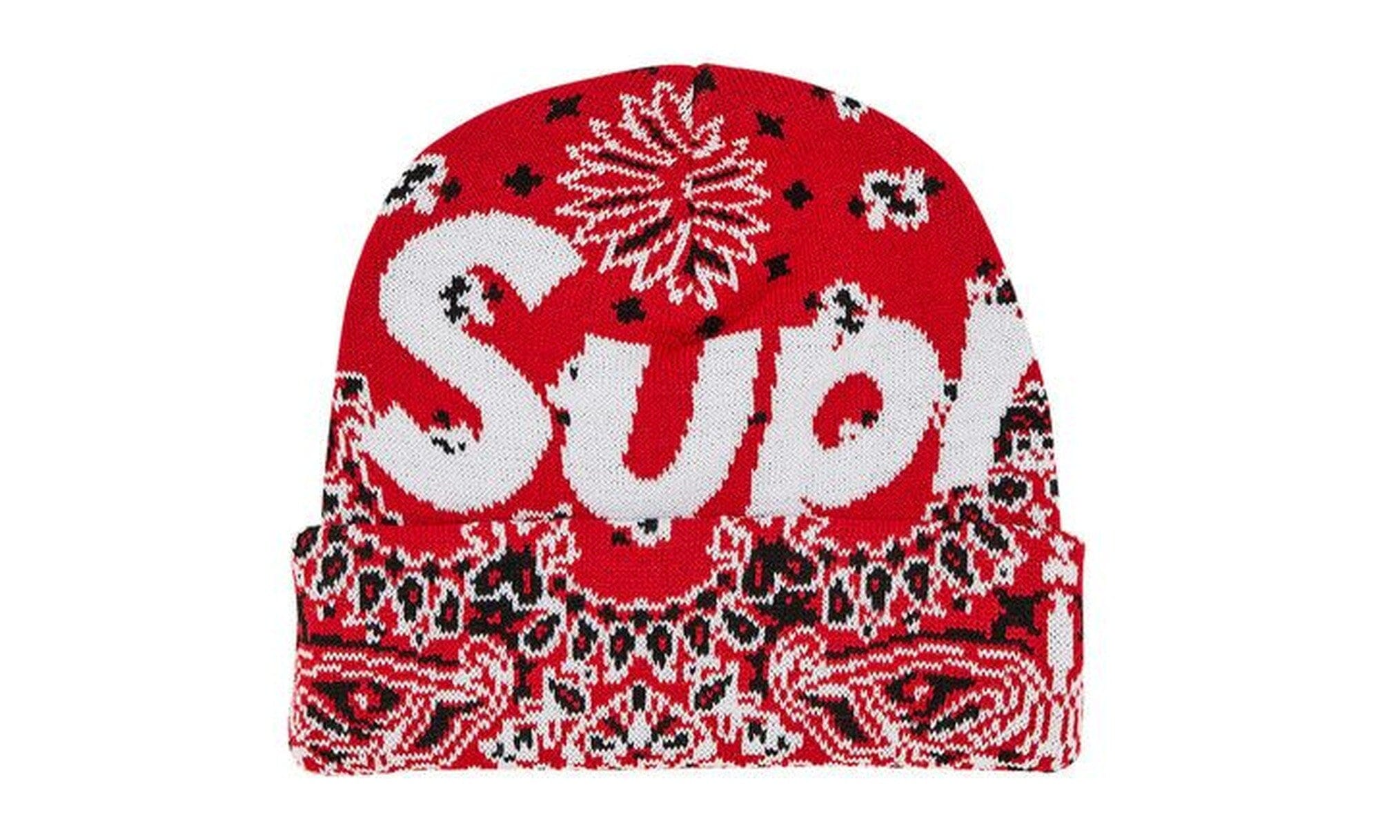 Supreme Bandana Big Logo Beanie Red